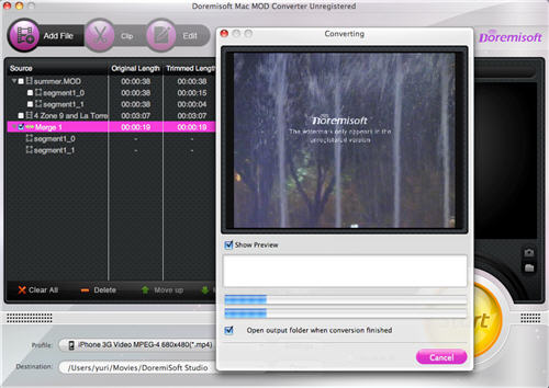 Convert mod files to MPEG/MP4/MPG/AVI/DVD on Mac.